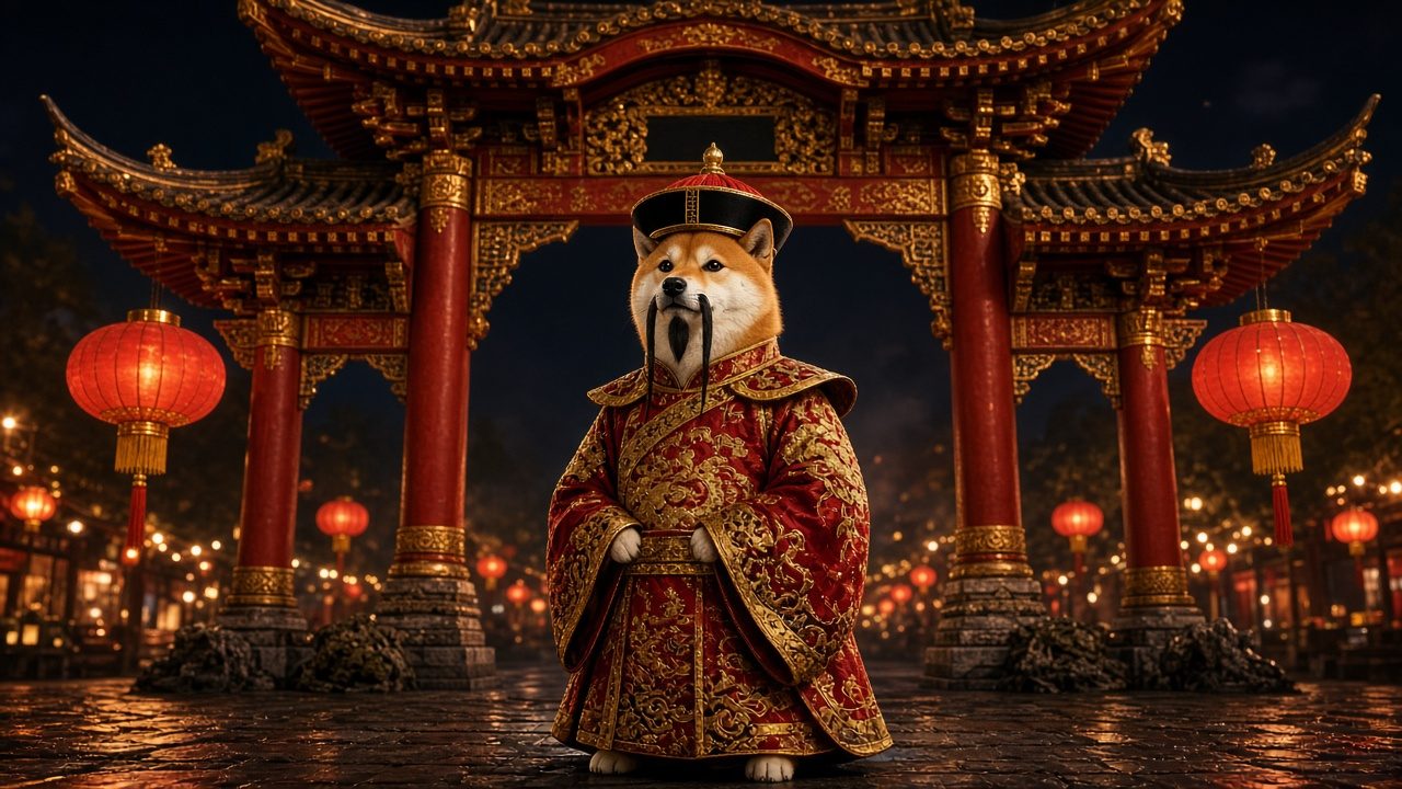 Chinese Inu at paifang gate