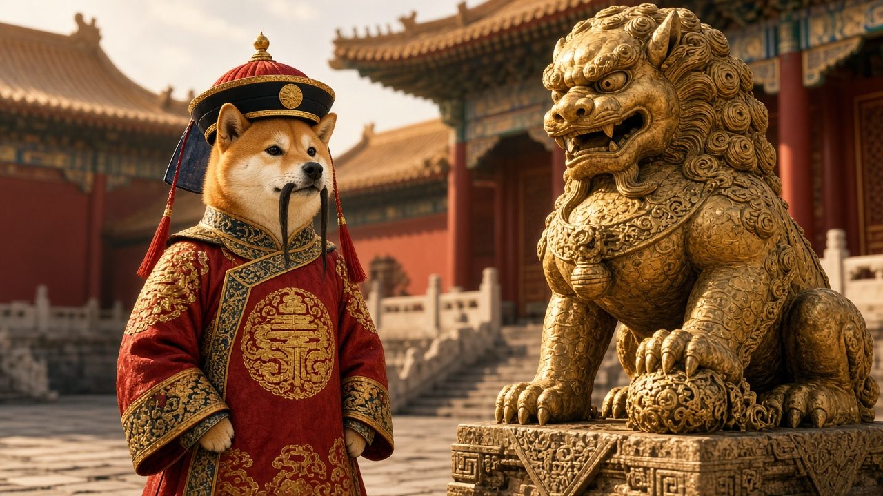 Chinese Inu with guardian lion