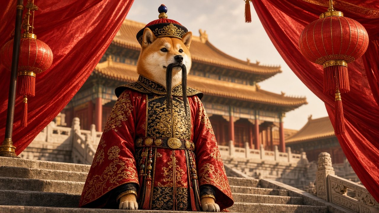Chinese Inu on palace steps